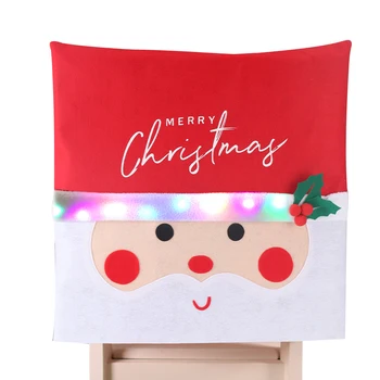 Santa Claus Silla de respaldo Cubierta con Luces para Comedor Creativo de Vacaciones de Navidad Decoración