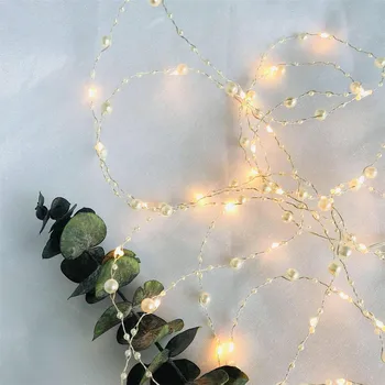 Perla Luces LED de Cadena a Batería para la Boda de la Casa de la Navidad la Fiesta de Cumpleaños Decoración de Hadas LED de Alambre de Cobre Luces