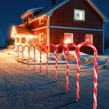 10pcs de la Energía Solar de Navidad de la Caña de Luces de Navidad de la Vía de la Calzada de la Luz Para la Casa de la Calle de la Lámpara de la Decoración de la Navidad
