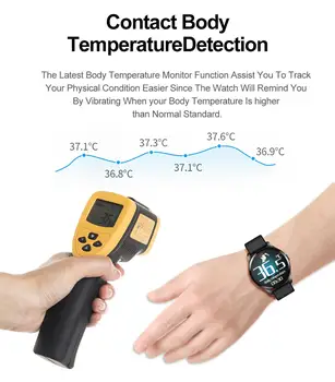 T88 Reloj Inteligente de la Temperatura del Monitor de Presión Arterial de Oxígeno Monitor Inteligente de Pulsera de Deporte Impermeable de los Relojes Inteligentes para Hombres, Mujeres