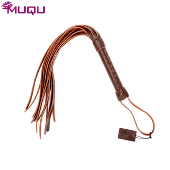 MUQU nuevo diseño de verdadero cuero marrón bdsm látigo adulto bdsm juguetes de alta calidad de los juguetes sexuales para parejas