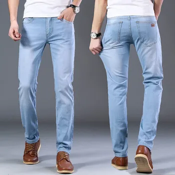 SULEE Marca 2019 Nuevos Hombres de la Moda Casual Delgado Y Ligero Skinny Jeans Pantalones Pantalones Ajustados de Colores Sólidos