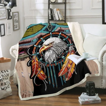 PLstar Negro Nativo Indio Lakota Cráneo de búfalo soldado de la Manta de la impresión en 3D de Sherpa Manta en la Cama Textiles para el Hogar de Ensueño, de estilo-7