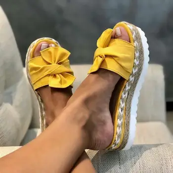 2020 Nuevas zapatillas de Verano de las mujeres Zapatos de Mujer de Verano antideslizante zapatillas Slip On Chanclas de Verano Arco Zapatillas Planas de más el tamaño de los Zapatos