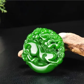 Pixiu Verde Colgante de Jade Chino Collar Tallado a Mano el Encanto Natural de la Joyería de Tigre Amuleto de los Accesorios de Moda para Hombres, Mujeres Regalos