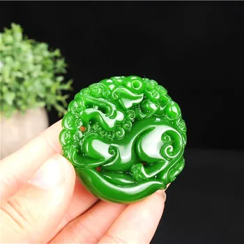 Pixiu Verde Colgante de Jade Chino Collar Tallado a Mano el Encanto Natural de la Joyería de Tigre Amuleto de los Accesorios de Moda para Hombres, Mujeres Regalos