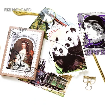 4packs/lote Original en Caja de Postales Vintage Sellos Creativo DIY Regalo de Cumpleaños de postales Y Tarjetas de Felicitación
