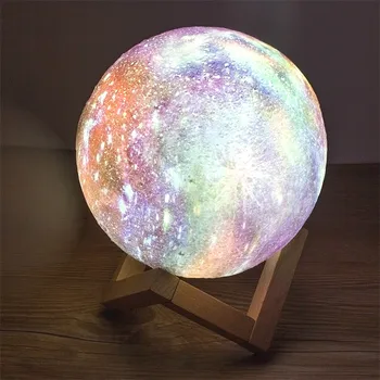 USB Recargable 3DPrint Luna de la Lámpara con el Galaxy Cielo Estrellado 2Color Dormitorio, mesa de Noche, la Luz de la Decoración Creativa de Luminaria color de los bulbos