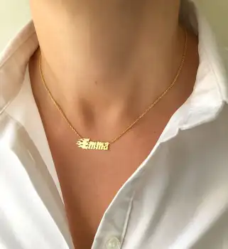Moda Personalizada De Acero Inoxidable Nombre NecklacePersonalized Carta De Oro Gargantilla Colgante De Collar De La Placa De Identificación Para Las Mujeres El Mejor Regalo