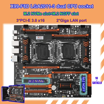 HUANANZHI X99-F8D LGA2011-3 Placa base con CPU Dual Socket para 2678 2680 2690 V3 V4 Procesadores M. 2 NVMe/NGFF SSD de la Ranura de memoria RAM DDR4