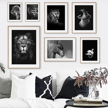 Cougar León Orangután Cisne Caballo, Animal, Arte De La Pared De La Lona De Pintura Nórdica Posters Y Impresiones De Imágenes De La Pared Para Vivir Decoración De La Habitación