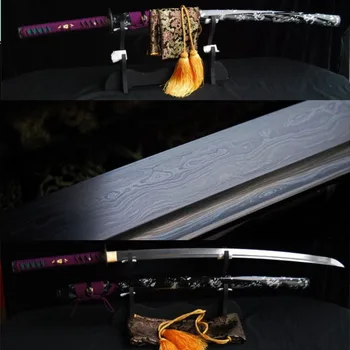 Auténtico hecho a mano japonés samurai katana pliegue de acero de la espada afilada full tang