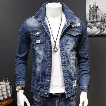 Caliente 2019 moda 3D el bordado de los Hombres chaqueta de dril de algodón de la primavera de otoño de los hombres coreanos de moda los estudiantes Delgado guapo del dril de algodón chaqueta de los hombres