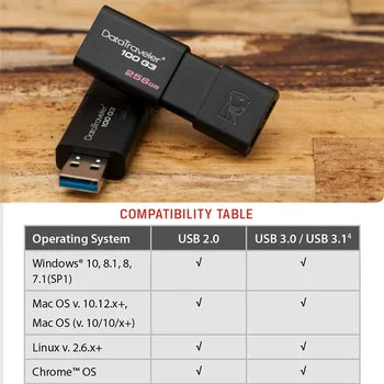 Kingston Unidades Flash USB de 8GB 16GB 32GB 64GB 128GB USB 3.0 Pen Drive de alta velocidad PenDrives DT100G3
