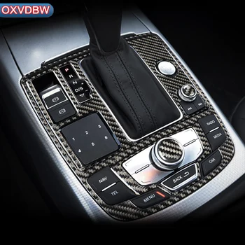 Accesorios del coche de fibra de carbono Engranaje del Panel de Cambio Automático de la etiqueta Engomada de la Decoración Para Audi A6 C7 guarnecido interior 2011-2018 LHD RHD Coche Estilo