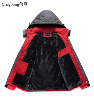 XingDeng 2018 Nueva gruesas Chaquetas ropa impermeable con Capucha Casual Deportivo de los Hombres de la Moda de Prendas Windstopper Abrigo de gran tamaño