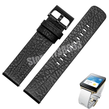 Inteligente Reloj LG G Watch Calidad Genuina Correa de Reloj de Cuero banda de 22 mm para Hombre Negro Reloj de accesorios