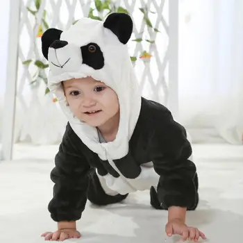 De felpa Bebé Mameluco Blanco, Negro, Mono, Negro, Blanco Panda Bebé Mameluco Para 6 8 10 12 24 Meses de Niño Ropa RL2-UN