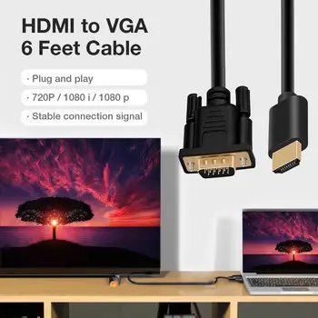 1.8 m HDMI A VGA Cable Con Chip 1080P HDMI Macho A VGA Macho Activo Adaptador de Vídeo Convertidor de Cable de Alta Calidad