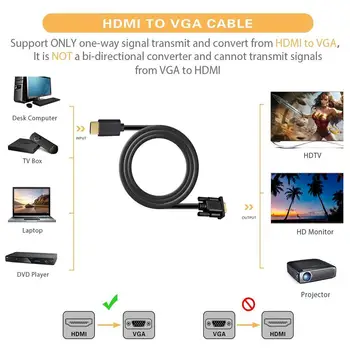 1.8 m HDMI A VGA Cable Con Chip 1080P HDMI Macho A VGA Macho Activo Adaptador de Vídeo Convertidor de Cable de Alta Calidad