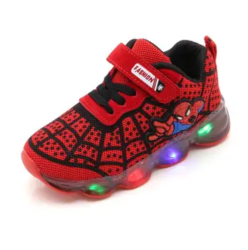Nuevo Spiderman Led de la Malla Zapatillas de deporte de Niñas Niños Niños Luminosa Brillante Zapatillas de deporte Zapatos para Niñas y Niños, Iluminado Led de Bebé Zapatos de los Niños
