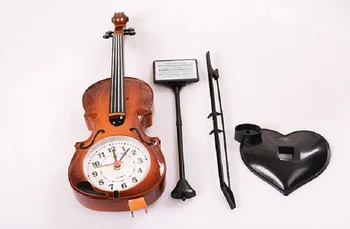 Elegante estilo vintage Violín reloj despertador Needdle ronda de escritorio Relojes para niños los niños de regalo de cumpleaños de Música de Violín Reloj