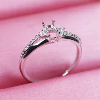 Forma oval ajustable base de anillo de plata 925 de bricolaje para la fabricación de joyas de piedras preciosas anillo de ajuste de encontrar 4*6 mujeres de la moda de C