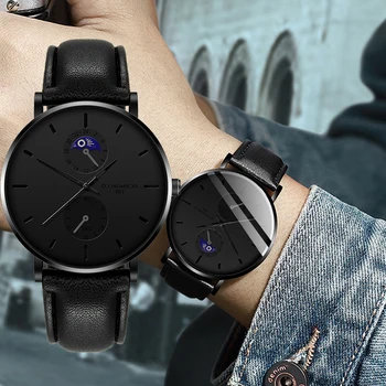 2019 Nuevo Hombre Casual Reloj Puntero Azul Correa De Cuero De Cuarzo Para Hombre De La Moda Del Reloj Masculino WriststWatch Reloj Relogio Masculino