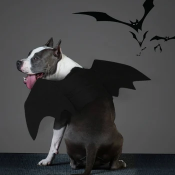 Divertido Perro Gatos Traje De Cosplay De Halloween Para Mascotas Alas De Murciélago Perros Bat Chaleco Ajuste Partido Perros Jugando Al Pet Frence Bulldog Pug Accesorios