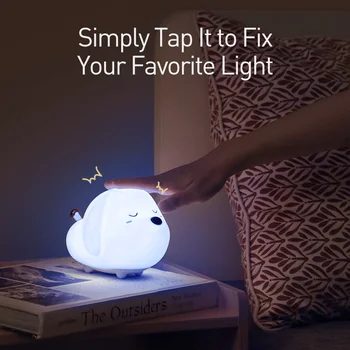 Baseus Recargable LED Luz de la Noche de la Lámpara del Sensor de Contacto de Animal Lindo del Silicón LED de la Luz Para Niños Bebé Niños Regalos de Luz de la Habitación