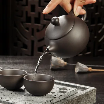 Yixing Púrpura arena juego de té negro/rojo de cerámica kung fu Tetera, hecha a mano Púrpura arena tetera taza de té gaiwan Sopera de la ceremonia del té