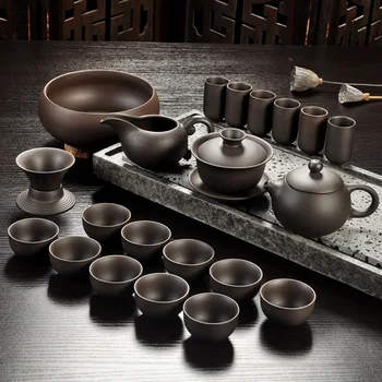 Yixing Púrpura arena juego de té negro/rojo de cerámica kung fu Tetera, hecha a mano Púrpura arena tetera taza de té gaiwan Sopera de la ceremonia del té