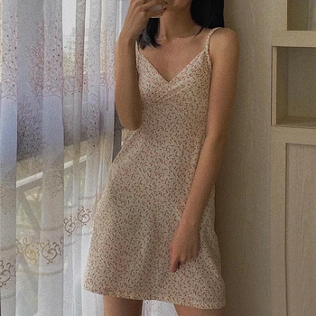 Vestido de verano de 2020 deslizamiento vestidos florales blanco vestido de mujer sexy vestido de la vendimia vestidos de fiesta mini de cuello v vestidos de corea