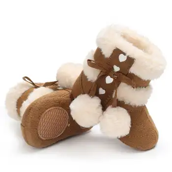 2019 Nieve del Invierno Colores bowknot Caliente Bola de Pelusa Interior Suave Suela de Goma 0-2 Años Recién nacido Niño Zapatos de Bebé de Primera Caminantes de Arranque