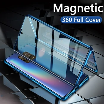 Magnético Flip Case Para Xiaomi Redmi Note 9s de Vidrio 360 Parachoques de Metal Cubierta Completa Para el Xiaomi Redmi Nota 9 Pro Global Note8 Pro Funda