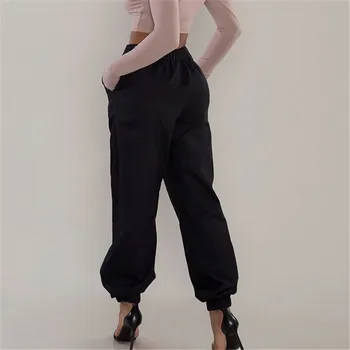 2019 Mujeres Del Harén Pantalones De Mujer Elegante, Además De Tamaño De Bolsillo Suelto De La Cadena De Haren Pantalones De Carga De La Linterna Pantalones Anchos De Cintura Alta Pantalones