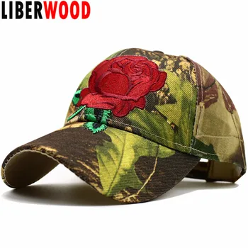 LIBERWOOD sombrero de Rose Bosque Verde caqui Camuflaje de la gorra de Béisbol Cap Rojo Grande Rosa de mujer sombreros de papá Verdadero árbol de Camuflaje casual Sombrero para el sol