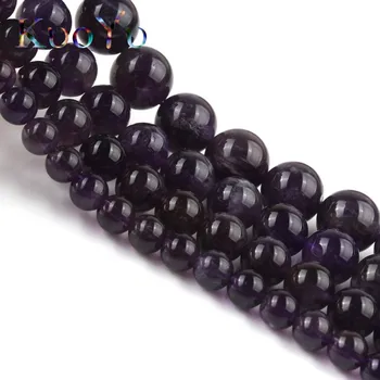 Natural de Amatistas Púrpura de Cristal de Ronda Suelto Espaciador de Cuentas de Piedra Para la Fabricación de la Joyería de BRICOLAJE Pulsera Collar De 15