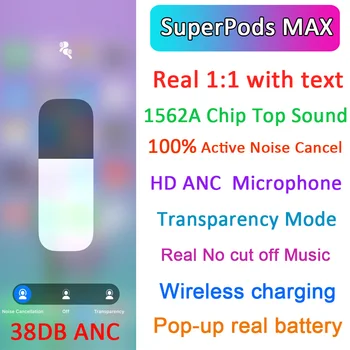 SuperPods MAX TWS 3 Auriculares Inalámbricos Airoha 1562A Chip Híbrido ANC Air3 Bluetooth Auriculares de Cancelación de Ruido de Doble ANC MIC &TEXTO