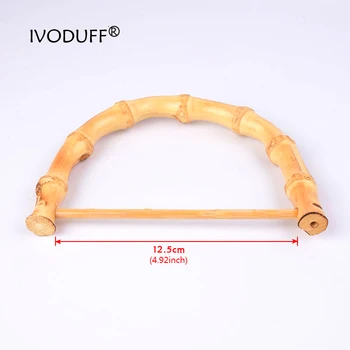 D la Forma del Mango de Bambú Para Mujer Bolso de mano, DIY Bolsas de Asa de 12,5 cm