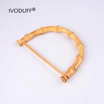 D la Forma del Mango de Bambú Para Mujer Bolso de mano, DIY Bolsas de Asa de 12,5 cm