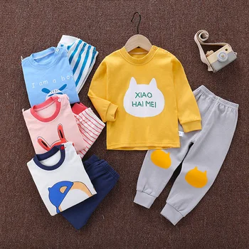 2pcs/set Otoño 2020 Nuevos de manga Larga de Algodón Niños Pijamas Ropa interior Traje de Bebé Niños Ropa Niñas, Ropa para Niños ropa Casual