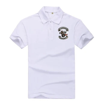Nueva Camisa de Polo de los Hombres de Algodón de Verano Camisa de manga Corta Poloshirts Moda Cráneo Puntos de Impresión Camisa Tops Camisetas
