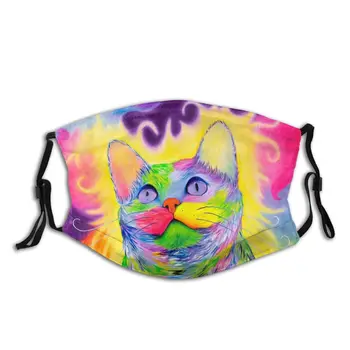 Arco Iris De Kitty Cat No Desechables De La Boca De La Máscara De Cara Psicodélico Trippy Hippie Anti Neblina Máscara Con Filtros De Protección Del Respirador