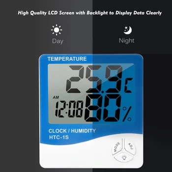 LCD Digital Termostato de la Habitación del medidor de temperatura Medidor de Humedad Medidor Reloj despertador Digital Termómetro Higrómetro Termo-Higrómetro