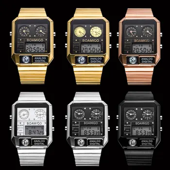 BOAMIGO parte superior de la marca de lujo de los hombres relojes de los deportes del hombre de la moda digital LED impermeable relojes de cuarzo relojes de pulsera relogio masculino