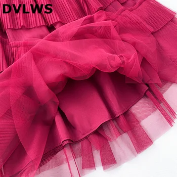 DVLWS 2020 Primavera, Rojo de la Rosa Cakecup Faldas de las Mujeres de Verano de Nueva Irregular Falda de Volantes Elemento de Hadas Pastel Falda 2 Color Negro ROJO
