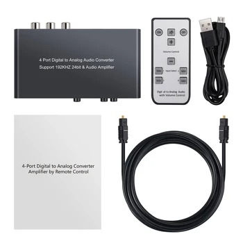 Neoteck DAC de 192 khz 3 Óptico Toslink SPDIF 1 Coaxial Toslink Interruptor DAC Conversor de Audio Con Control de Volumen Remoto IR RCA de 3,5 mm
