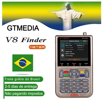 [Brasil]GTMEDIA V8 Buscador de DVB-S2/S2X Digital Satellite Finder de Alta Definición de 1080P HD ACM Sat Finder Medidor de Batería de 3000mA