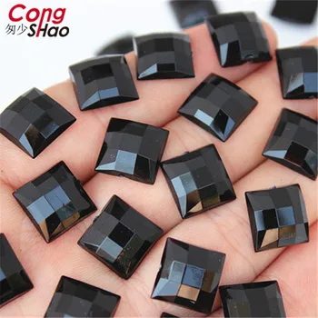 Cong Shao 200PCS 12mm Facetado en Forma de Cuadrado de las planas de colores de Acrílico de diamante de imitación de Piedras Y Cristales Accesorios de los Disfraces CS609